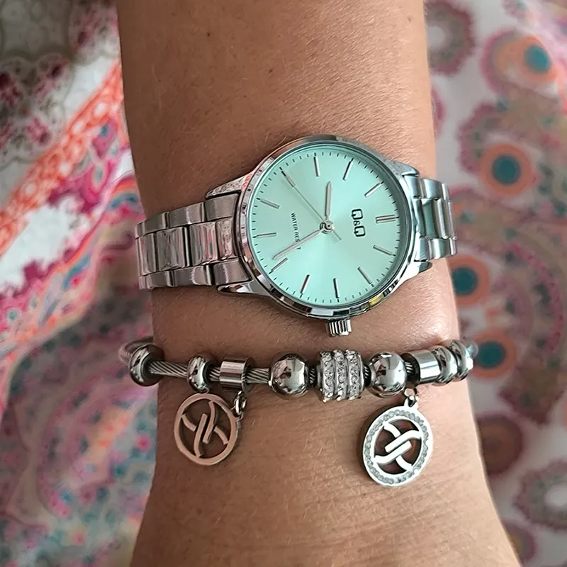 Q&Q Light Green Dial fASHION Dress Ladies Watch- Q969J242Y